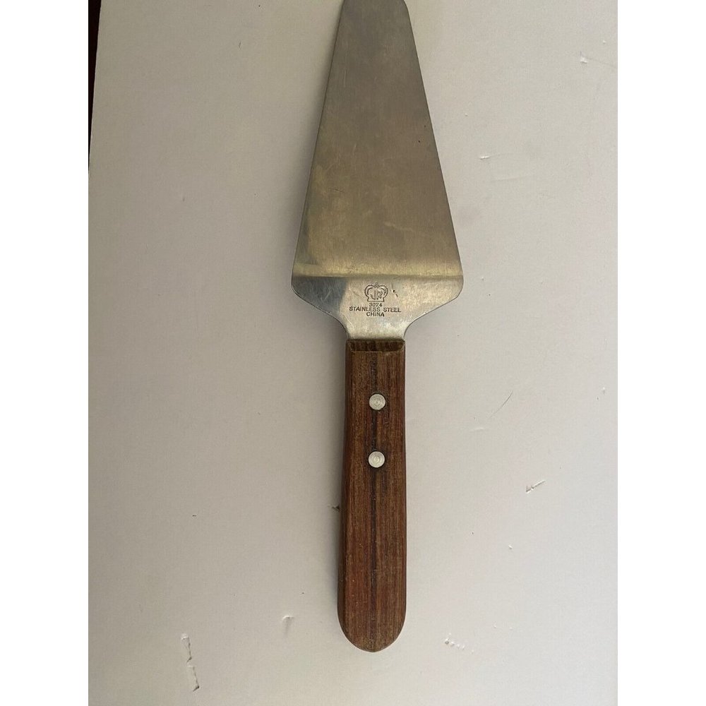 Vintage JR 3024 Scraper Spatula Pie Cake Server Riveted Wood Handle Stainless - Picture 2 of 6